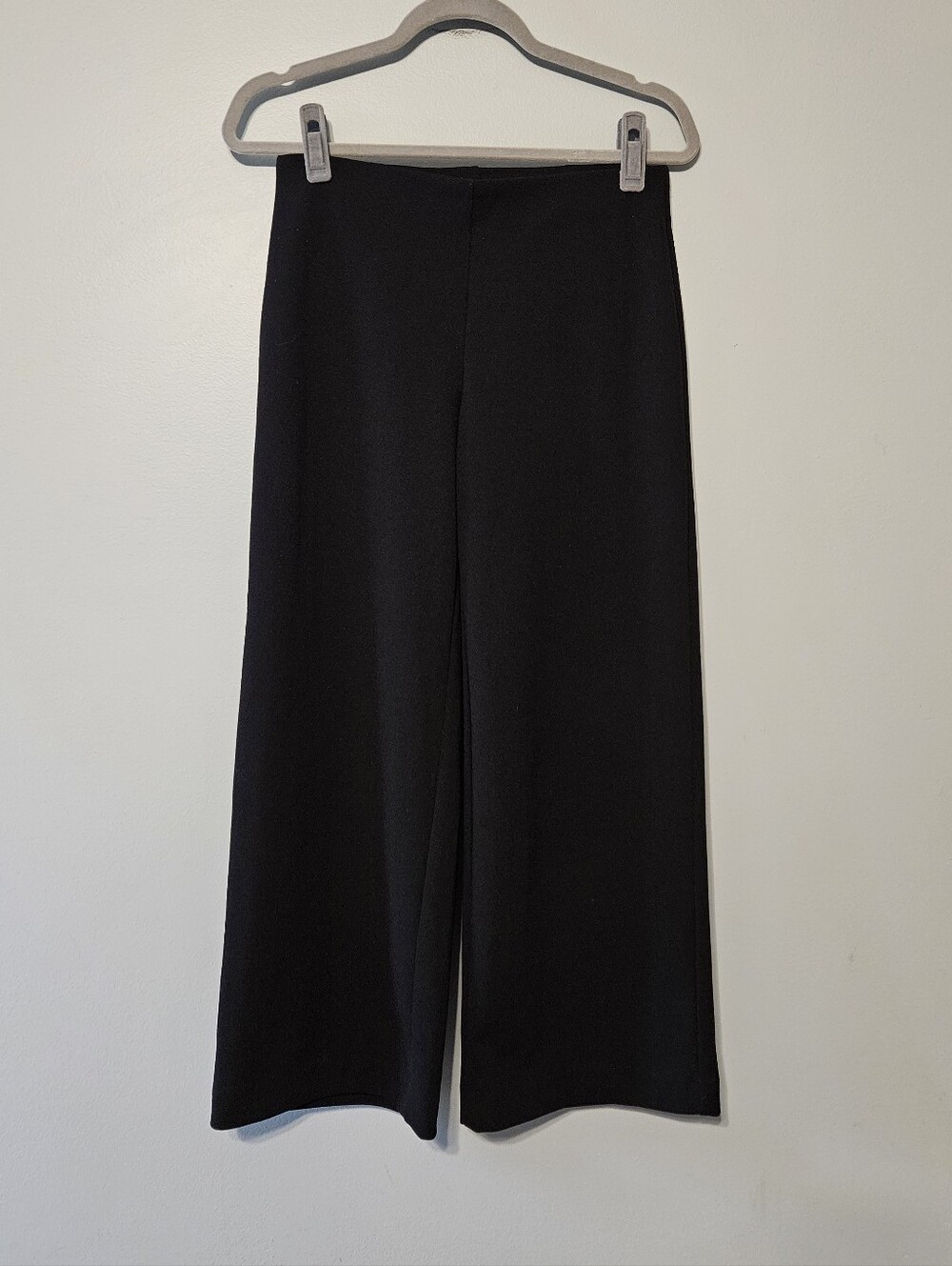 LOFT Black Wide-Leg Ponte Pull-On Pants
